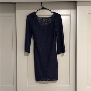 Lilly Pulitzer Blue 3/4 Sleeve Bodycon Dress Scoop Neck